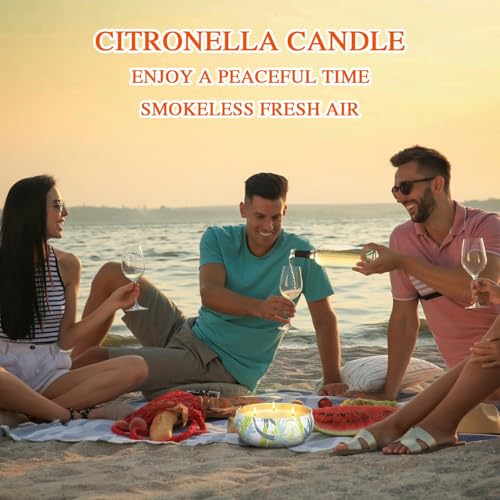 Citronella Candle Outdoor, 3 Wicks 36oz Garden Citronella Candles Gift Set, 240-300 Hour Burn Natural Soy Wax Candle for Outdoors, Indoors, Home, Garden, Patio, Camping