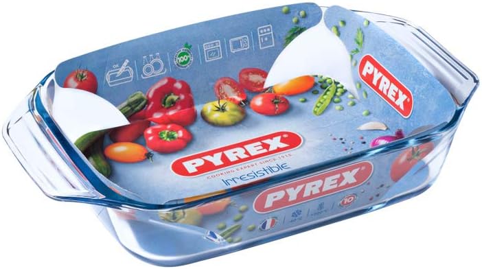 PIREX Optimum Glass Rectangular Roaster High Resistance Easy Grip, Multicolor, 39x25 cm (Pack of 1), Transparent - Image 3