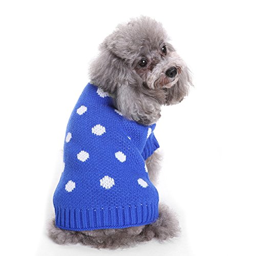 Tangpan Classic Pet Dog Dots Knit Sweater Puppy Apparel Clothes(Royal Blue,M)