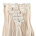 Benehair Clip in Hair Extensions 8PCS 24inch Long Wavy Synthetic Hairpieces Ombre Two Tones Highlighted Sandy Blonde & Bleach Blonde Hair Extensions Double Weft Hairpieces for Women