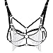 alisikee 2020 New Handmade Faux Leather Harness Bra, Metal Chain Tassel Body Caged Lock Bra Strap for Women, Black