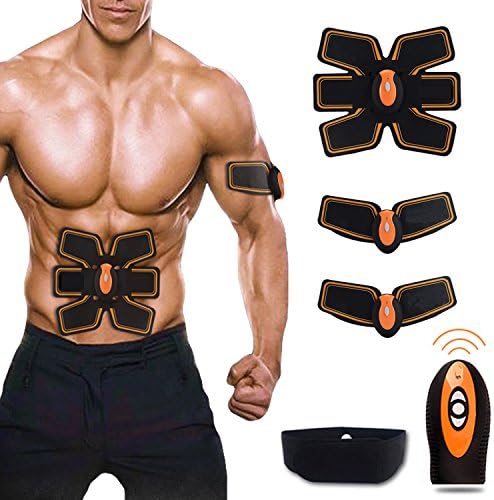 Weijin Muscle Stimulator Abdominal Toning Belt, Waist Trainer for Weight Loss Men Women ABS Exercise Equipment, Slimmer Belt Gym Workout Home Fitness Machine Orange