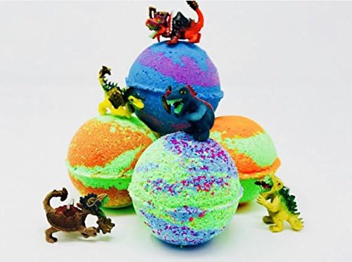 Sale! Five 7.0 oz Dinosaur Monster Lush Like Bath Bomb Party Favor Set with Dinosaur Toy with glow in the dark teeth Inside. All Natural, organic & homemade with Texas Size Love