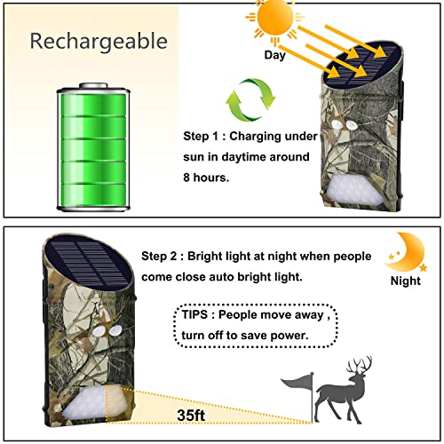 LILBEES Solar Hog Feeder Light Motion Activated Green Hunting Lights