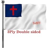 Jayus Double Sided Christian Christianity Cross Flags 5x8 FT Outdoor - Vivid Colors 3Ply Church Jesus Faith Religions Flags Banners- Heavy Duty 100% Polyester with 3 Brass Grommets