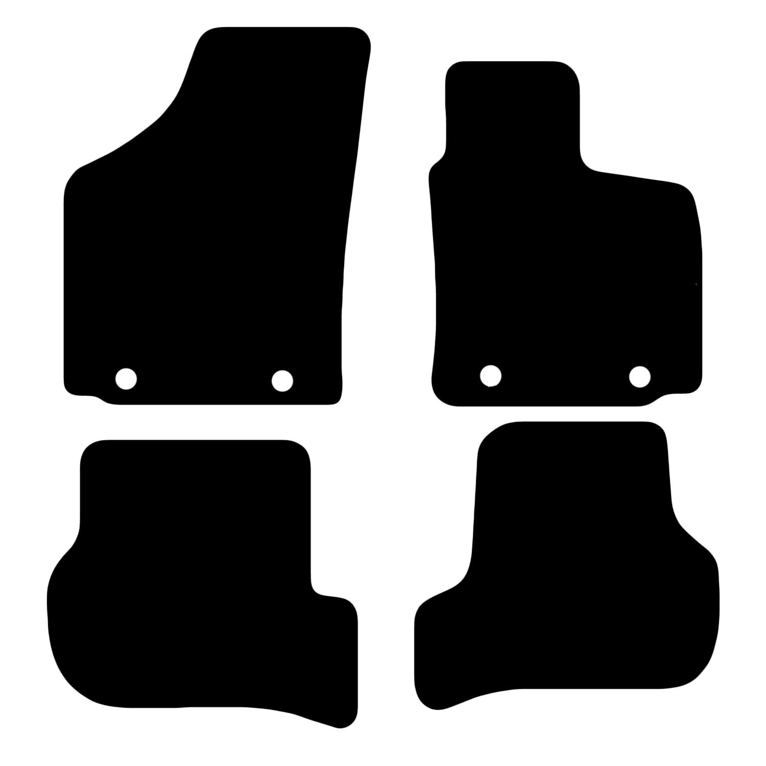 Carsio Carpet Car Mats For Seat Leon 2005 2009 4 Piece Set with 2 Clips Tailored Fit Floor Mat Complete Accessory Black Custom Fitted - All Weather, Anti-Slip Backing & Black Trim
