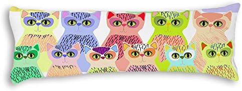 Veronicaca Colorful Cat Pattern Custom Cotton Body Pillow Covers Pillow Cases 20"x54"