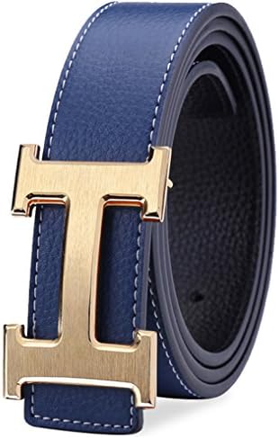 IGOBLIN Men's Business Casual H Word Deduction Leather Belt with Pin Buckle