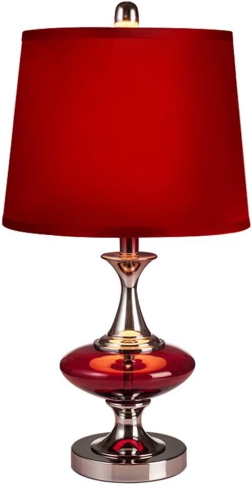 red bedside lamp