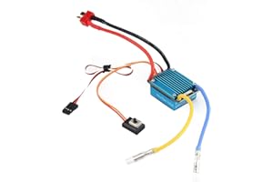 3S 160A Waterproof Brushed ESC, Aluminum Alloy Plastic ESC Electronic Speed Controller with 5V 1A BEC T Plug for 1/12 (Or Lag
