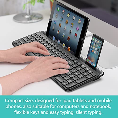 Bluetooth Wireless Keyboard,Bluetooth Keyboard for Ipad Wireless Keyboard with Phone Holder and Mouse Pad,Tablet Keyboard Bluetooth USB Keyboard for Smatphone,Tablets,PC, Computer, Laptop, MacBlack