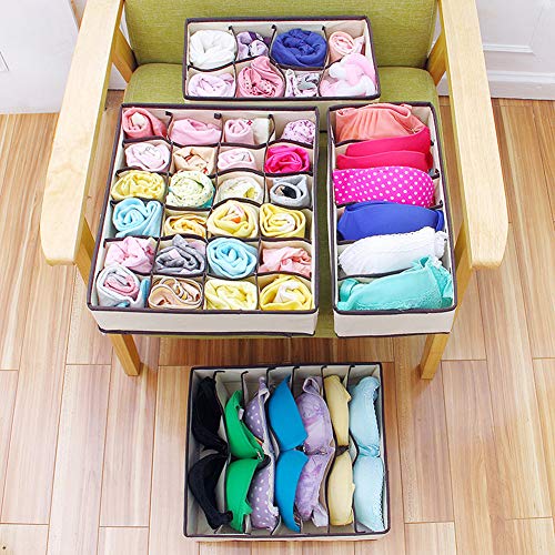 Foldable Underwear Storage Organizer for Bra Sock, Underwear Sock Drawer Closet Organizer, 4 Set