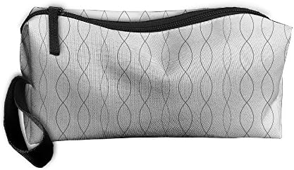 Helix Pattern Grey Toiletry Bag Medicine Bag Pencil Case Toiletry Pouch Makeup Organizer Clutch Bag With Zipper For Daily Life,Travel And More