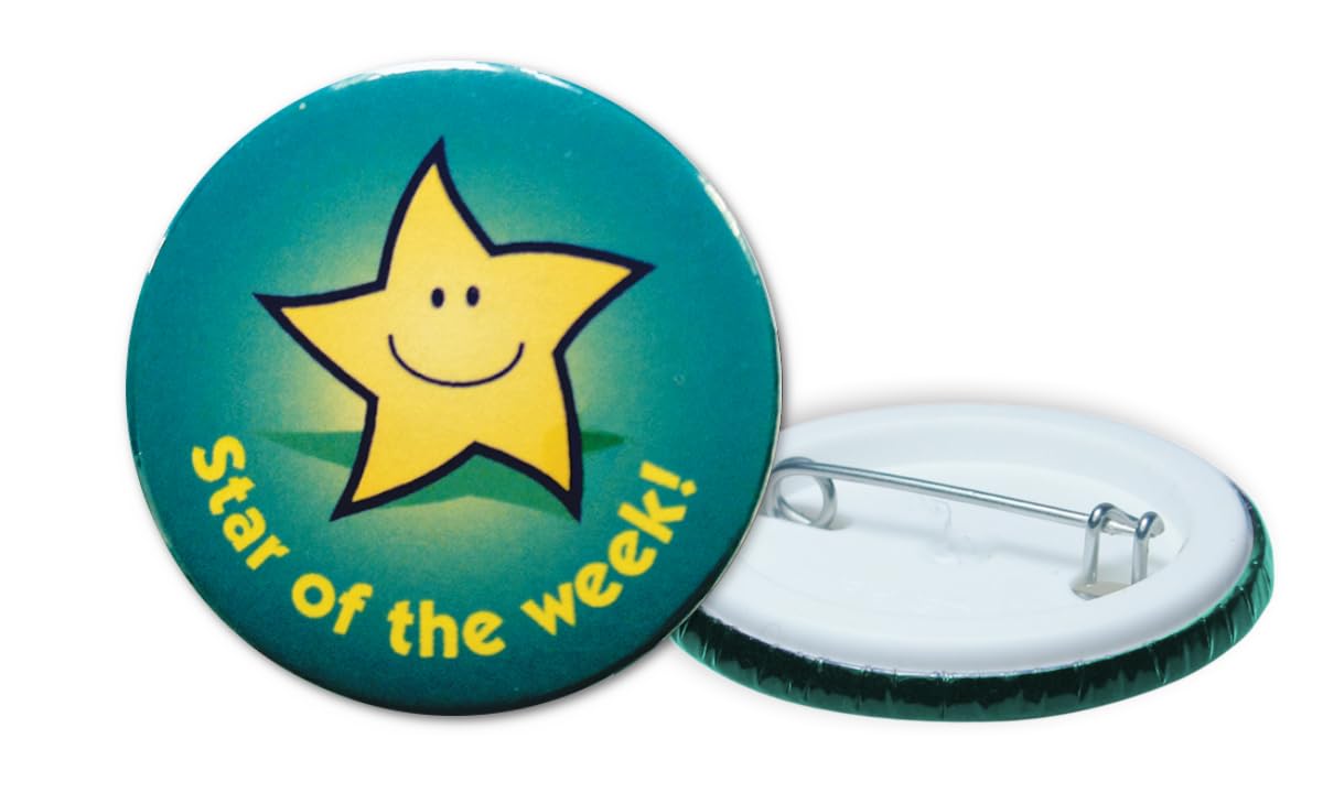 Sticker Factory 38mm Star reward badges: 'Star of the week!': 40 pin badges.