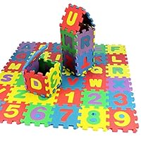 bromrefulgenc Childern EVA Play Mat,36 Pcs Baby Kids Alphanumeric Educational Puzzle Blocks Infant Child Toy Gift