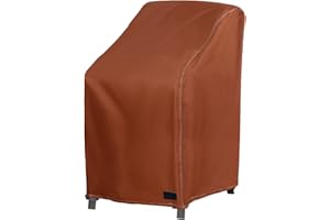 NettyPro Stackable Chair Covers Waterproof Outdoor Stack Chairs Cover Patio Furniture Stacking Chair Covers, Fits for 4-6 Stackable Dining High Back Chairs, 26 W x 35 D x 45 H inch, Brown