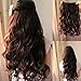 Eastlion New One Piece Sexy Women's Natural Fashion Curly Hair Long Beautiful Synthetic Thick Hair Extensions 5clips Clip(Dark Brown)