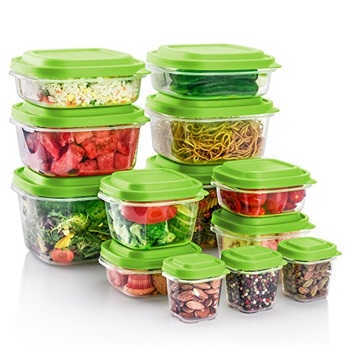 ME.FAN Food Storage Containers, BPA Free - Reusable - Multipurpose Use for Home Kitchen or Restaurant 26-Piece Set, Gress Green