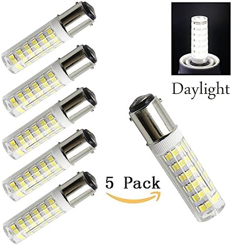 5W Ba15d Dimmable LED Light Bulb 120V 50W Equivalent Daylight 6000k Ba15d Double Contact Bayonet Base Halogen Replacement Bulb for Chandelier Crystal Ceiling Lamp Light (Pack of 5)