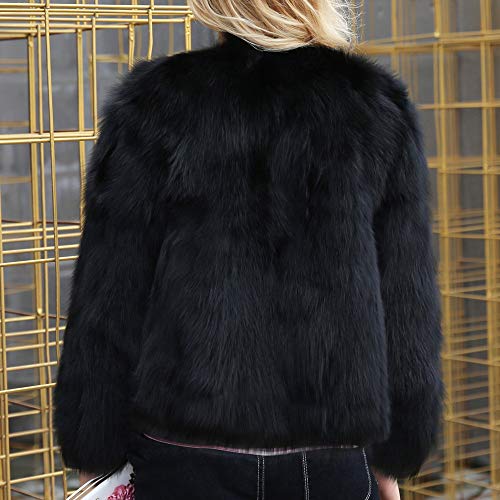Misaky Women Outerwear Autumn Winter Warm Solid Faux Fur Jacket Parka Large Lapel Coat (Black , XX-Large)