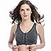 WANAYOU Women's Zip Front Sports Bra Wireless High Impact Active Yoga Sports Bras Grey L