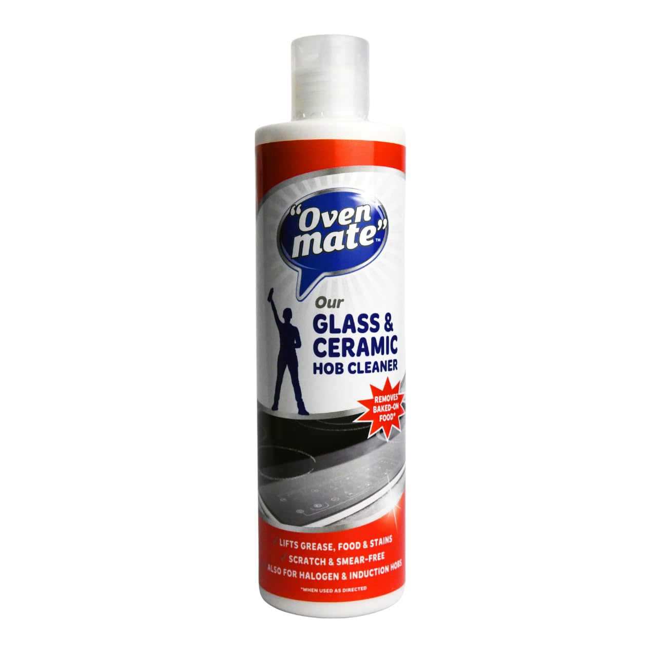 Oven Mate Glass & Ceramic Hob Cleaner – Powerful Grease & Burnt-On Food Remover for Glass & Ceramic Hobs – Restores a Streak-Free Shine