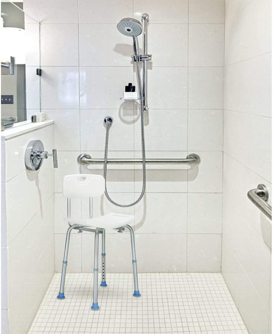 OasisSpace Heavy Duty Adjustable Shower Seat 300lbs, Medical Tool-Free Assembly Bathtub Shower Chair Seat Bench with Removable Back for Handicap, Disabled, Seniors & Elderly