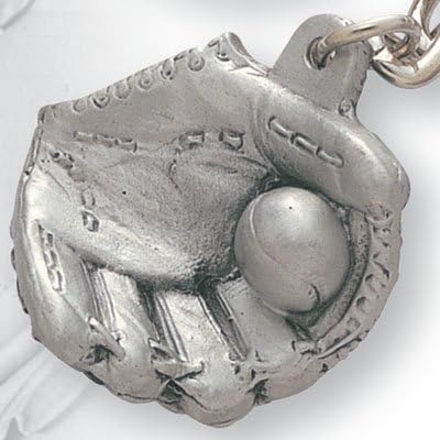 Pewter Baseball Glove &amp; Ball Key Chain / Keychain