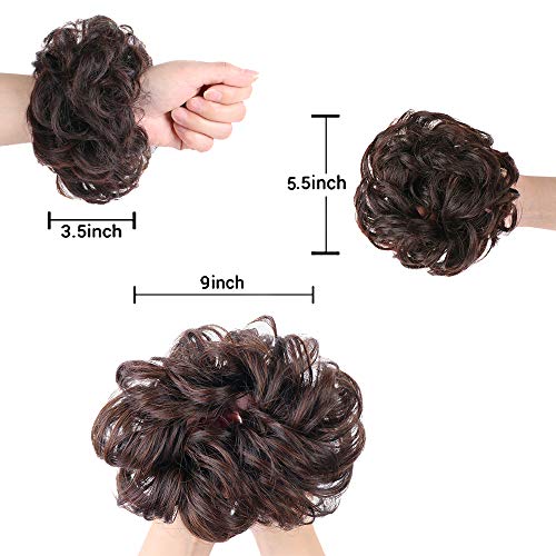 MORICA Messy Bun Hair Scrunchies 2PCS Messy Bun Hair Piece for Women Curly Wavy Scrunchy Updo Bun Extensions(Color:2/33#)