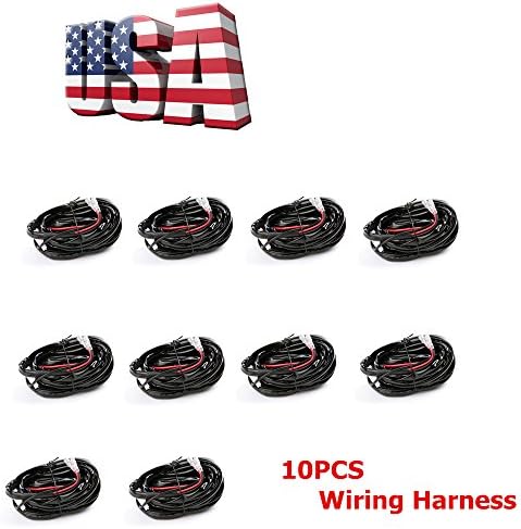 Topcarlight 10PCS LED Light Bar Wiring Harness Kit Fuse 2 Lead Mouse Style Relay ON/OFF Switch 12V 40A for Driving Car Lights Fog Lights Work Lights