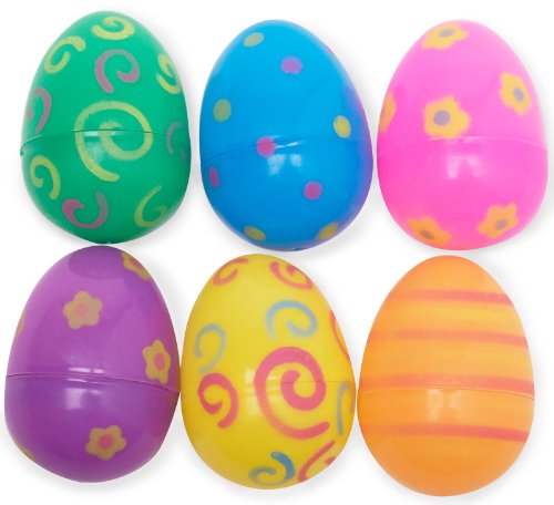 Jumbo plastic printed bright easter eggs pack of 12