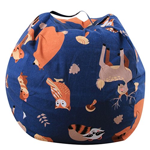Stuff 'n Sit - Stuffed Animal Storage Bean Bag Chair for Kids - Pouf Ottoman for Toy Storage (B)