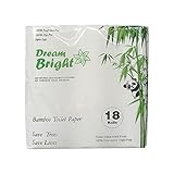 Dream Bright - High Quality Extra Soft 100% Virgin Bamboo Pulp Toilet Paper 250 X 3-ply Sheets Per Roll (18 Rolls), Eco-Friendly, Septic Safe, Chlorine Bleach Free