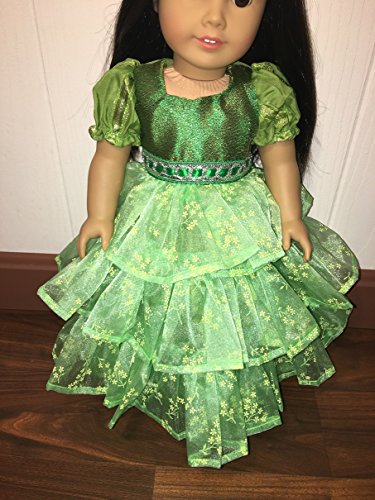 Fits American 18" Girl Doll Clothes St Patrick's Day Outfit Green Layered Skirt Sparkly Dress Clothes Only