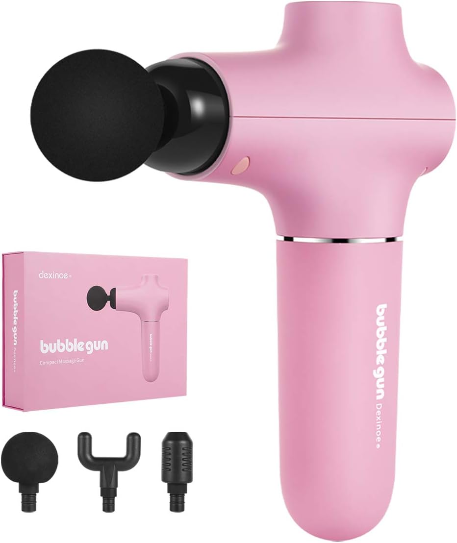 Dexinoe Muscle Massage Gun , Power Cordless Handheld Electric Massager Portable Lightweight (375g), Deep Tissue Percussion Massagers for Full Body Muscle Recovery and Pain Relief Rechargeable (Pink): Health & Personal Care
