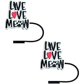 STRACOUPI Live Love Cat Silicone Straw Covers for Stanley Cup, Reusable, Cute Straw Toppers Accessories for Tumblers, 2PCS Decorative & Personalized Straw Cover Cap (s1)
