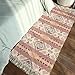 Bohemian Cotton Area Rug 2' x 4.3', KIMODE Woven Fringe Throw Rugs Print Tassel Geometric Welcome Door Mat Machine Washable Indoor outdoor Floor Runner Rug for Porch Kitchen Bathroom Living Room