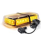 Xprite Amber 24 LED 12W Emergency Warning Flashing Rooftop Strobe Light with Magnetic Base for Snow Plow Cars Trucks