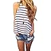 Summer Stripe Vest,Hemlock Women Sleeveless Blouse T Shirt Casual Tank Tops (L, White)