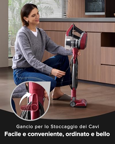 C8 Aspirapolvere con filo 70KPa con 2 Livelli Aspirazione, 5 in 1 Aspirapolvere Verticale, Cavo 7m, Ultra-leggero,Scopa Elettrica con Filo Potente per Tappeti/Pavimenti/Peli di Animali