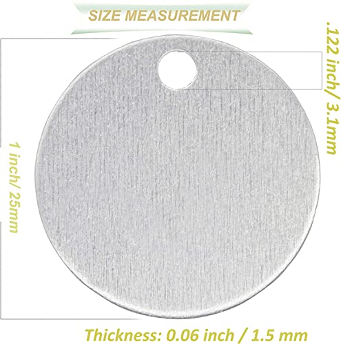 ABBECIAO Stamping Blanks, Hand Personalized Pet Dog ID Tags Stamped Blanks Aluminum Tags with Hole, 0.06 Inch Thick 50 Pack