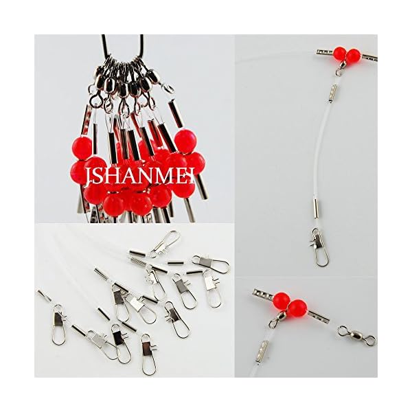 JSHANMEI-12pcslot-Fishing-Leaders-Nylon-Line-Fishing-Wire-Rigs-Leaders-Trace-Lures-for-Fishing-Lure-SpinnerHookMinnowPoperCrankbaitMetal-SpoonsHard-lures-Complete-with-Swivel-Snap-Beads
