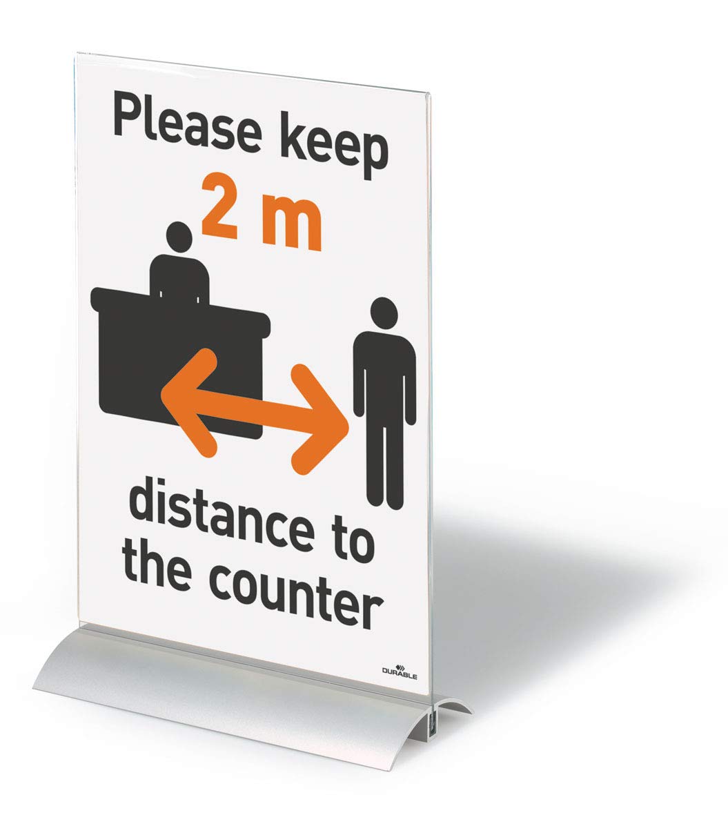 Durable Presenter Sign and Literature Holder Desktop Acrylic with Metal Base A4 Clear Ref 8589/19