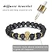 Flongo Men's Tribal 8mm Alloy Gold Skull Head Black Lava Rock Buddha Mala Beads Bracelet Link Wrist, Diffuser Oil Absorb Bracelet