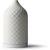 ZEIGGA LAB Essential Oil Diffuser for Home, Ceramic Aromatherapy Diffuser for Essential Oils, 120ml Oil Diffuser with Waterless Auto-Off and 7 LED Lights for Large Room Yoga Spa (White)