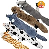 Nocciola Dog Squeaky Toys, 5 PCS Crinkle Plush Dog Toys, No Stuffing Dog Toys for Small Medium Large Dogs, Stuffless Puppy Toys for Boredom