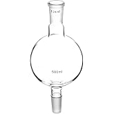 QWORK Lab Distillation Glass Bottle, 500ml 24/40 Chromatography Reservoir Flask, 1 Pack