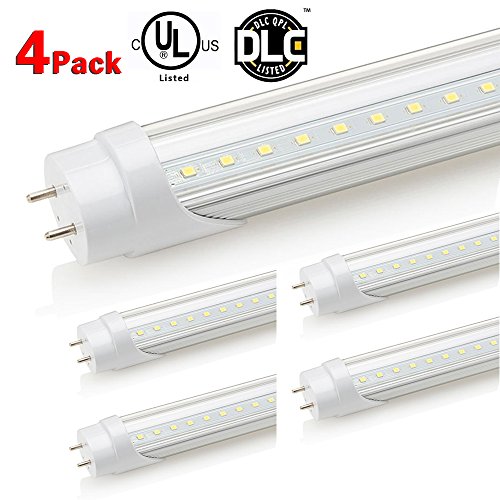 Jarsant T8 G13 18W 6500K 4ft LED Tube Light(40W Equivalent)Dual-Ended Power, Clear PC Cover and Aviation Aluminum