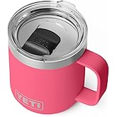 YETI Rambler 10 oz Ceramic Lined Stackable Mug, Vacuum Insulated, Stainless Steel with MagSlider Lid, Tropical Pink