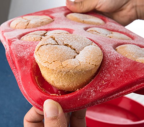 Aokinle Silicone 6 Cup Muffin Pan Non Stick Baking Mold Tray,Cupcakes Bakeware BPA Free,Cake Baking Tools - Thumbnail 2